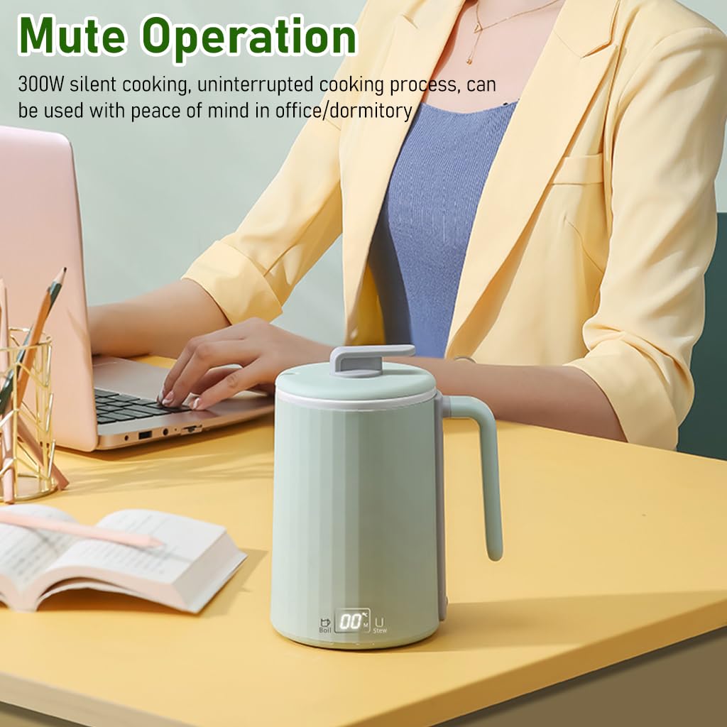 Supvox Electric Kettle for Travel and Home Use with 4 Preset Temperatures and Ceramic Liner | 450ml Portable Water Boiler Featuring LCD Display and Tea Strainer