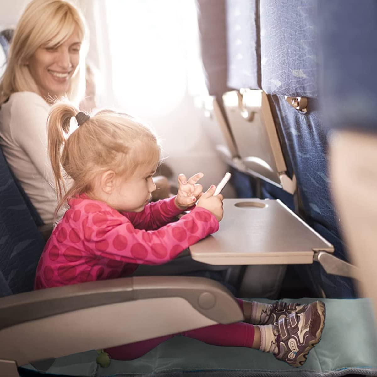 HASTHIP Airplane Footrest for Kids with Adjustable Straps 79x44cm Grey | Toddler Travel Bed