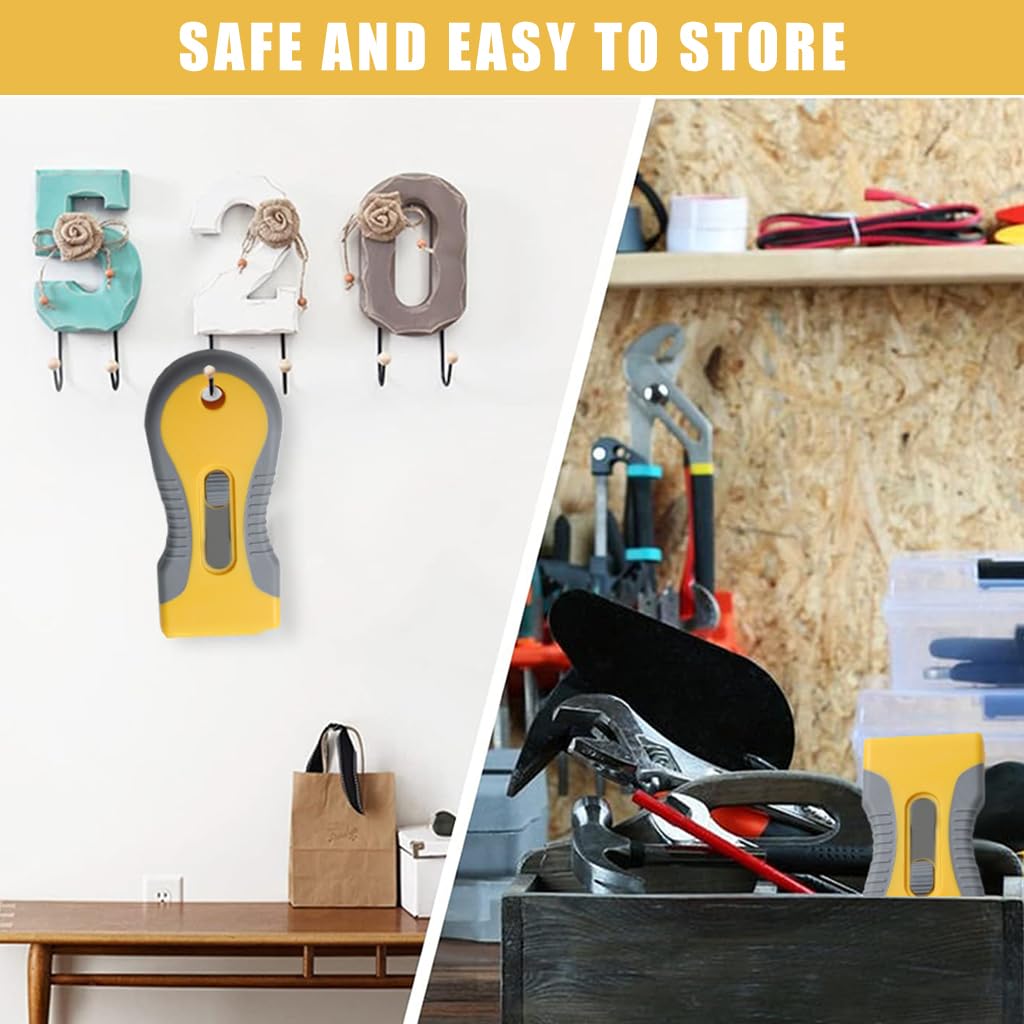 HASTHIP Retractable Metal Scraper for Stain and Glue Removal with 15 Blades | Ergonomic Safe Design