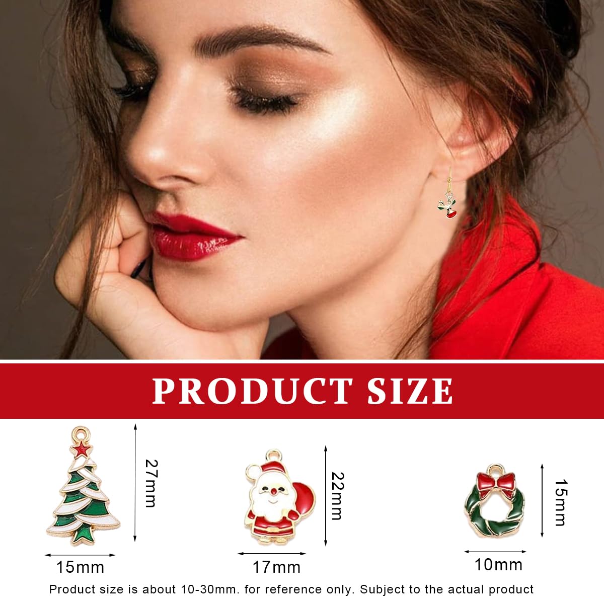 SANNIDHI Christmas Charms Pendants Set for DIY Jewelry Making with 40 Gold Plated Enamel Pieces | Ideal for Earrings Bracelets and Gifts