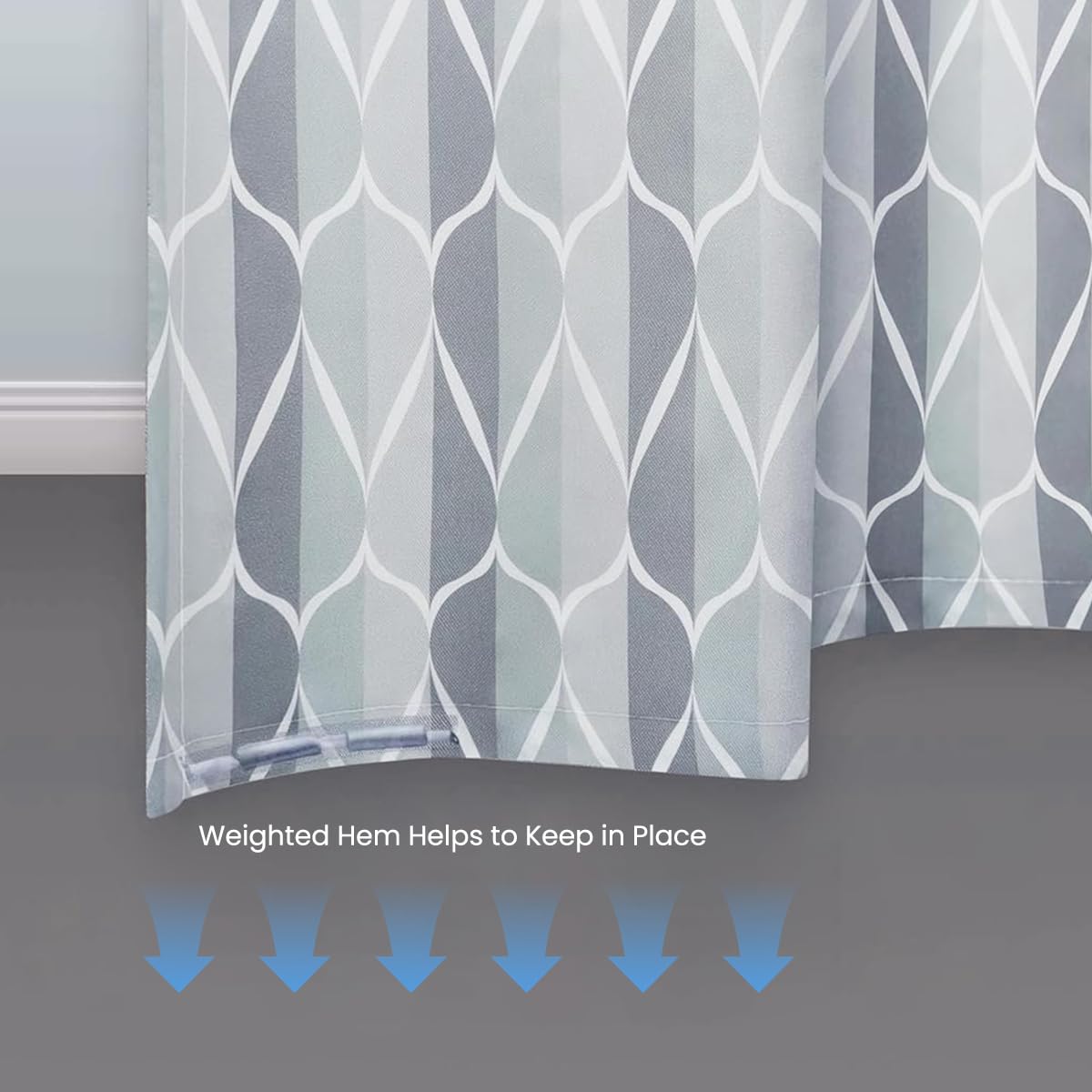 Supvox Shower Curtain for Bathroom Use with Weighted Hem and Hooks 71x71 in Grey Line Design