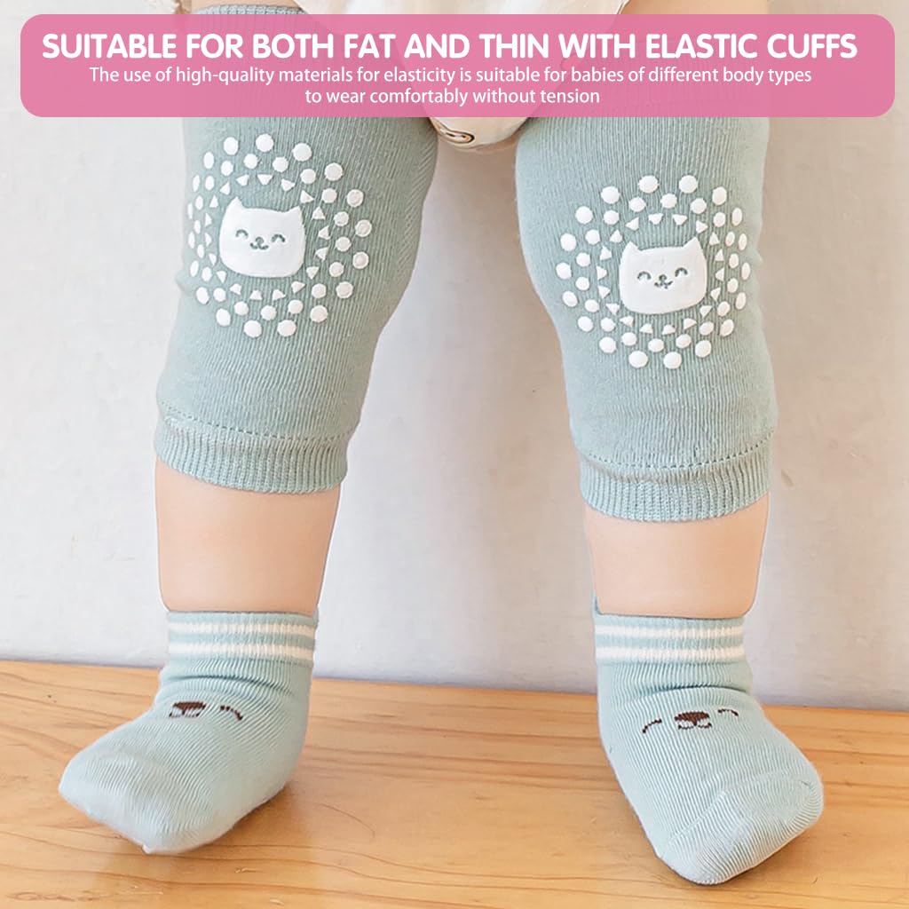 SNOWIE SOFT Baby Socks Set for Crawling and Walking with Non Slip Tabs and Knee Sleeves | Cotton for Newborn to 3 Years