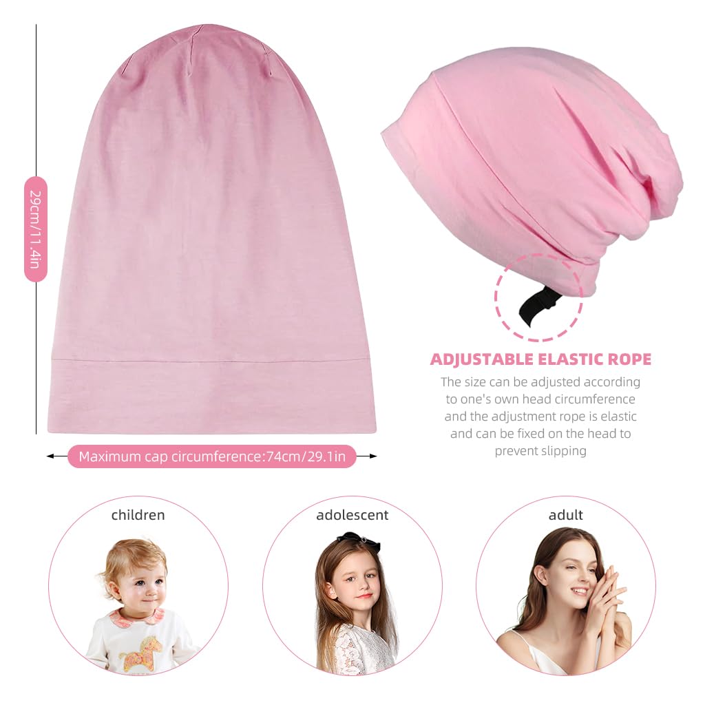 MAYCREATE Silk Bonnet for Hair featuring Adjustable Strap and Elastic Brim | Pink Satin Cap for Sleeping