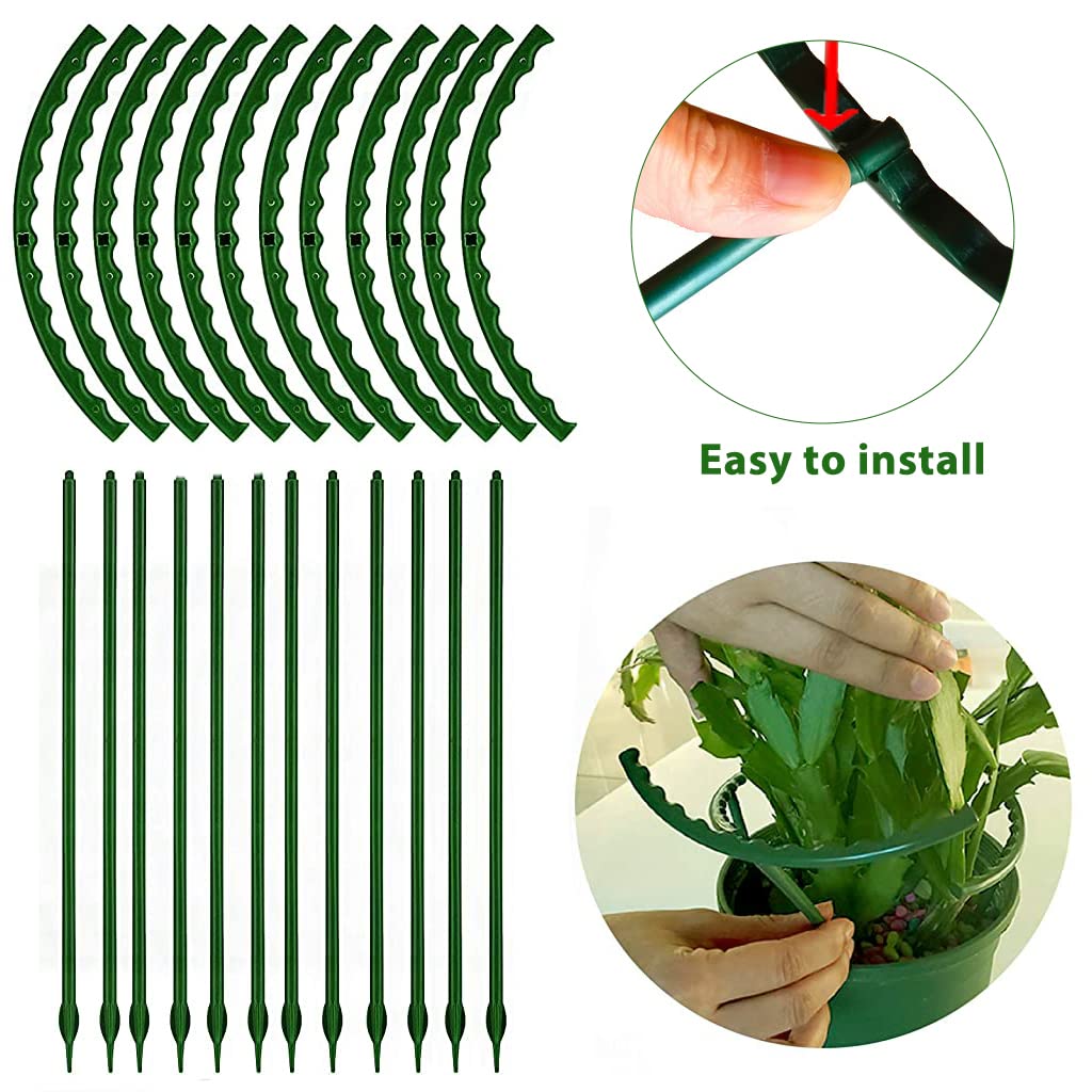 HASTHIP Garden Plant Support Stake 36PCS for Climbers and Trellis Plants | 25CM Plastic Connectable Sticks