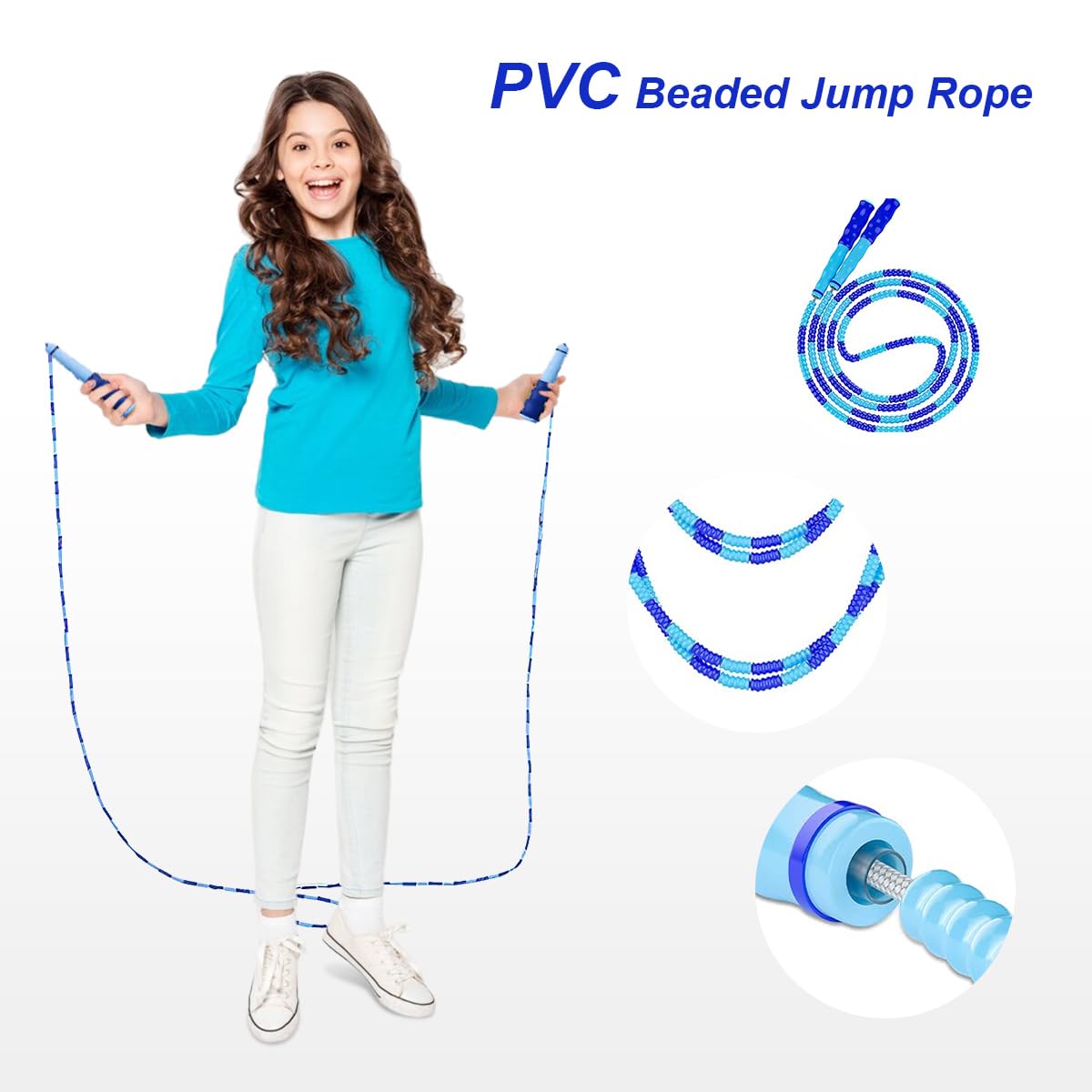 PATPAT® 3Pcs Jump Rope Color PVC Rubber Jump Rope 9.1ft Adjustable Skipping Rope for Kids & Adults Tangle-Free Segmented Rubber Jump Rope Skipping Rope Cardio Fitness Outdoor Workout