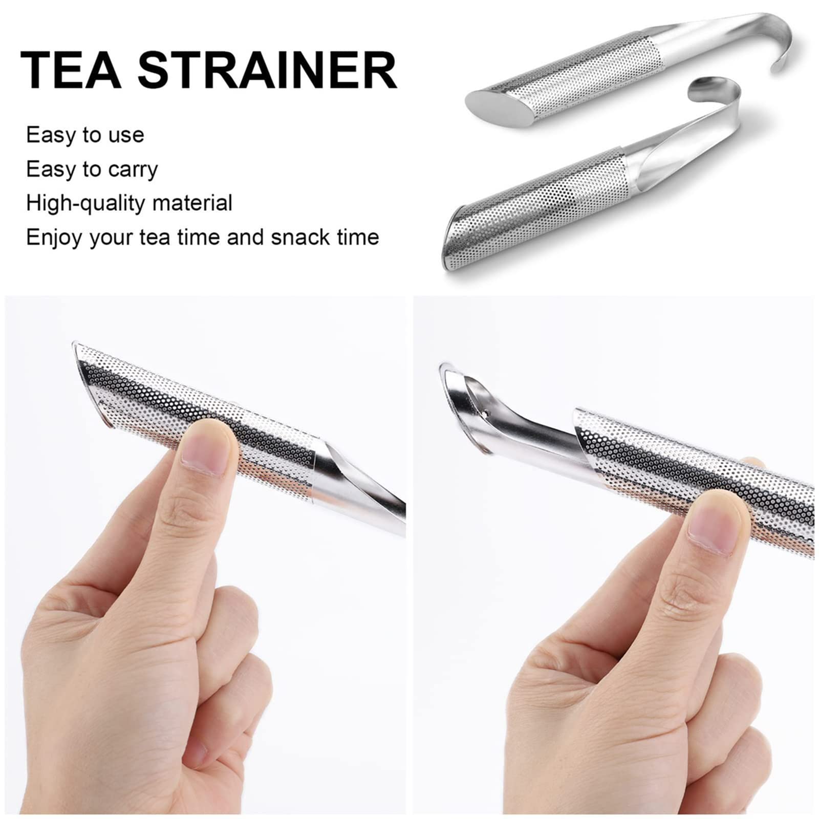 Supvox Tea Infuser for Loose Leaf Tea with 14cm Sliding Lid Design and Hook | 304 Stainless Steel Filter for Cups and Teapots