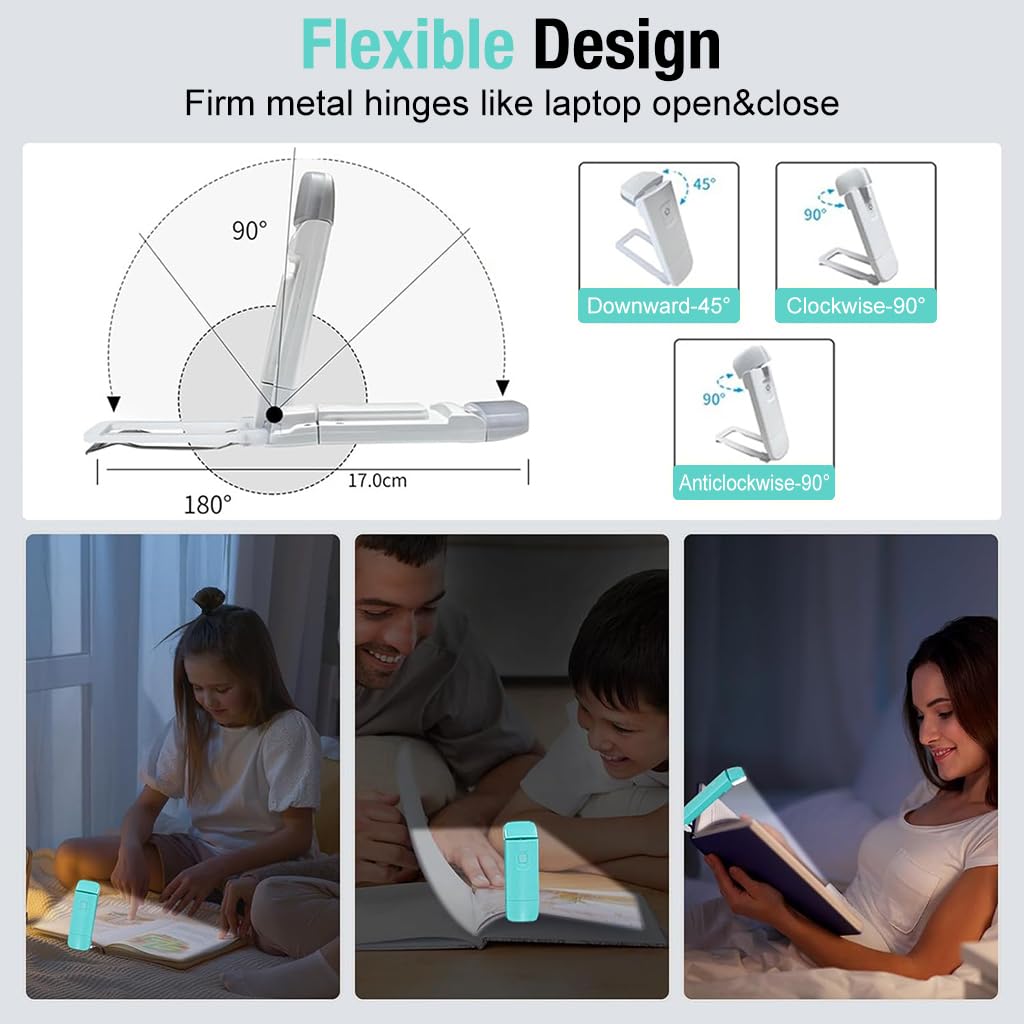 ELEPHANTBOAT Book Reading Light for Nighttime Reading with 9 LED & Clamp-On Design | USB Rechargeable Timer Lamp