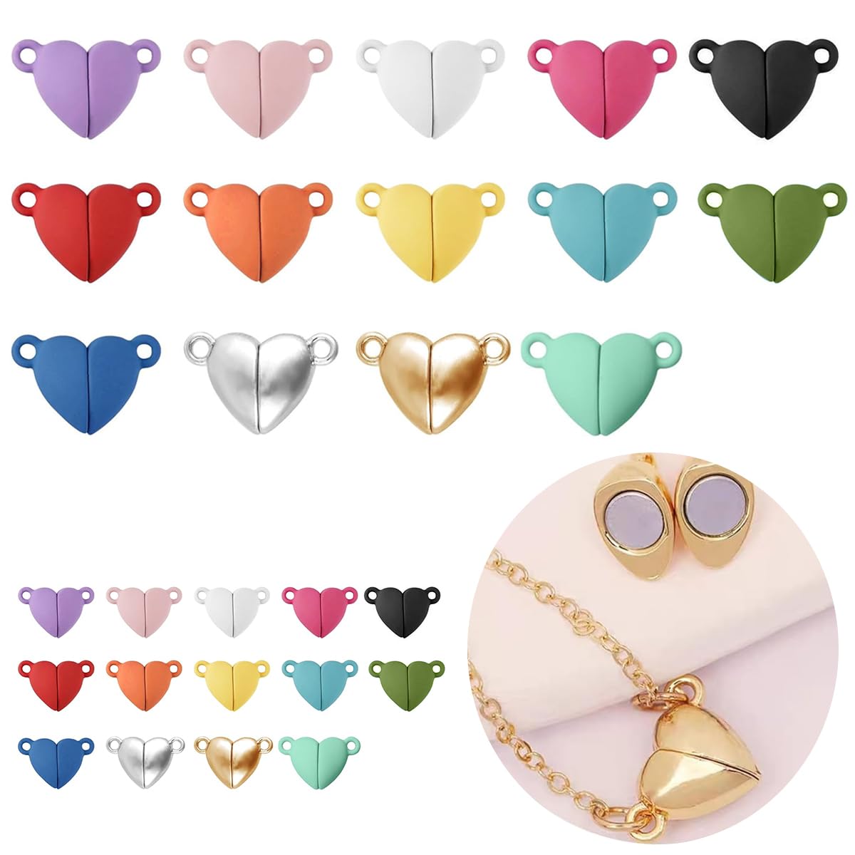 HASTHIP Necklace Clasps for DIY Jewelry with Magnetic Connection and 12Pcs Alloy Set | Golden and Silver Extension Closures