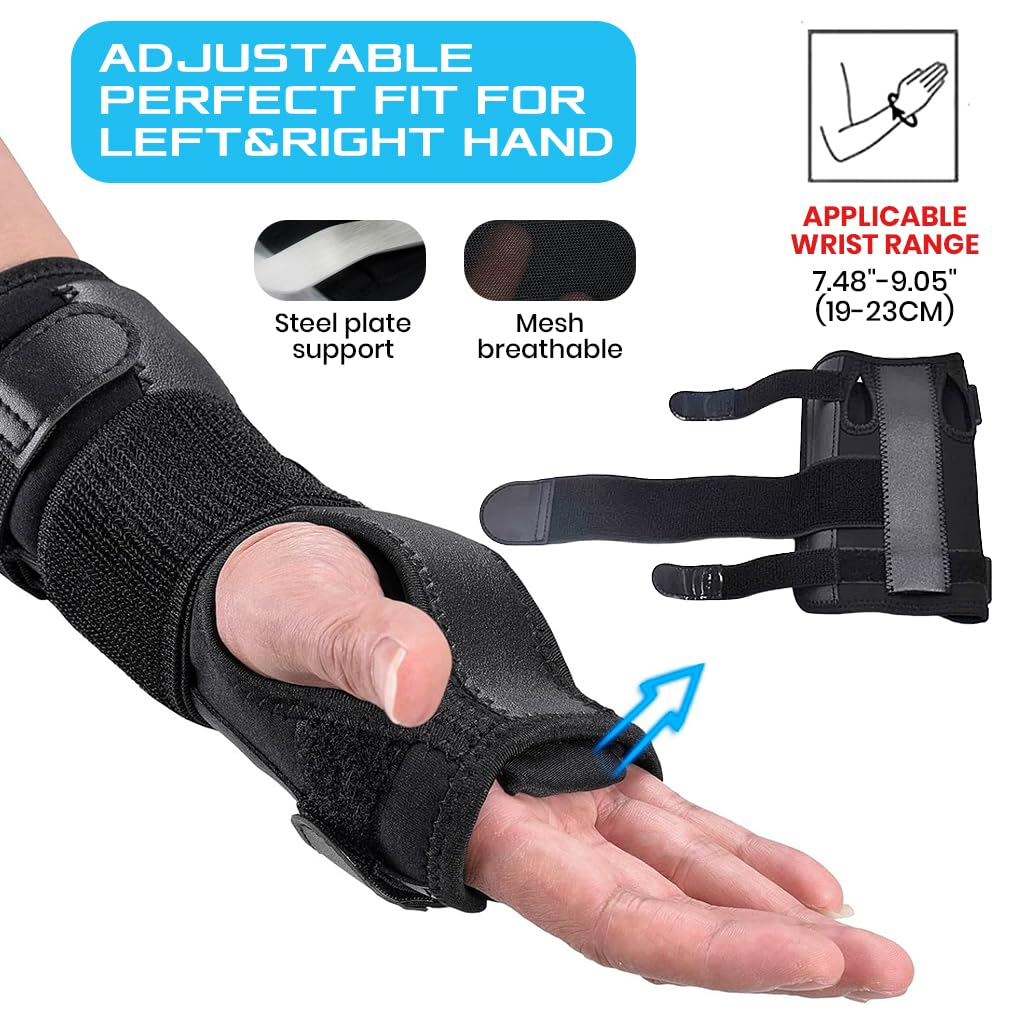 HANNEA Wrist Band for Pain Relief featuring Detachable Curved Support Panel & Adjustable Fit | Breathable Compression Brace for Carpal Tunnel and Arthritis