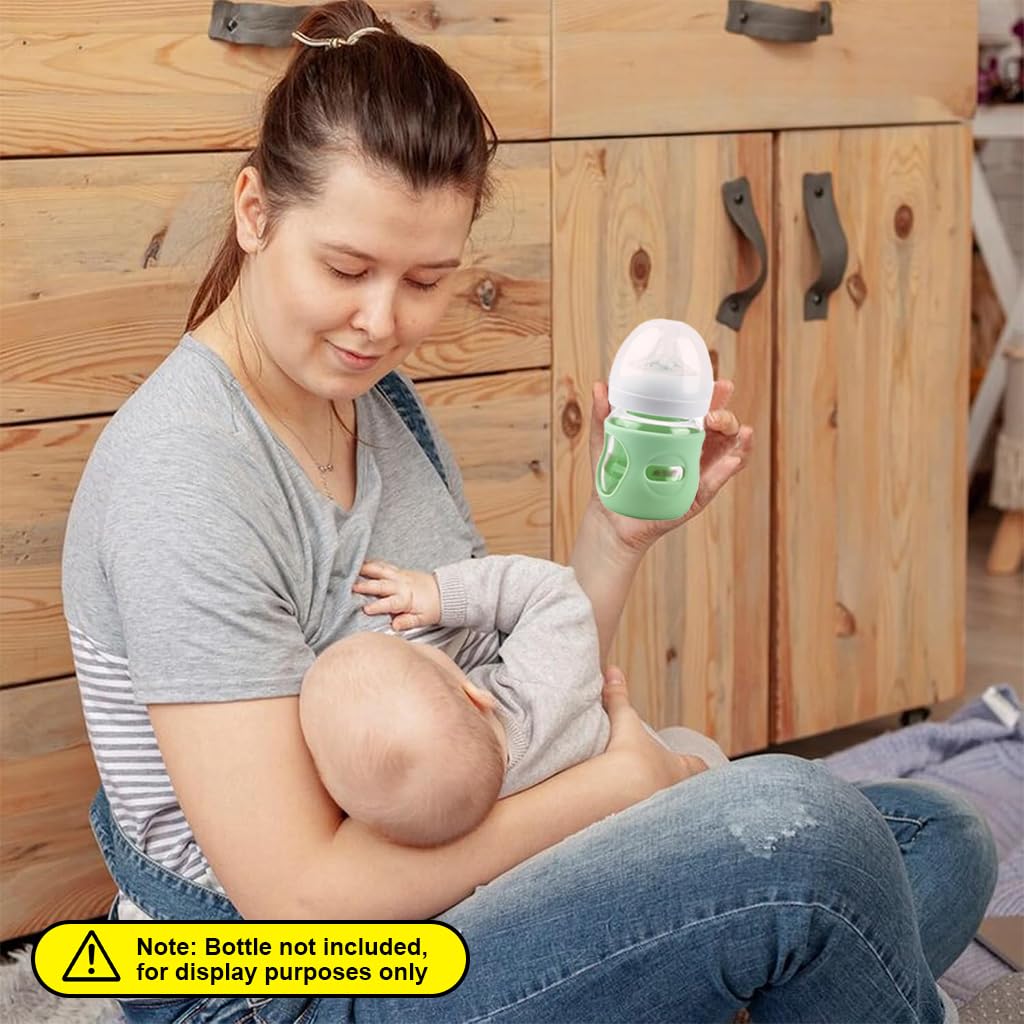 SNOWIE SOFT Silicone Baby Bottle Sleeves for 4.2 oz Avent Glass Bottles with Anti Slip Grip | Heat Insulation Protector for Feeding