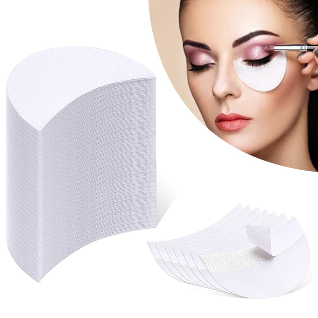 MAYCREATE 100 Pcs Eyeshadow Shields Under Eye Patch, Professional Makeup Eye Shadow Pads Stencils Eye Tips Sticker, Lint Free Eyeshadow Patches For Eyelash Extensions Sticker/Lip Makeup