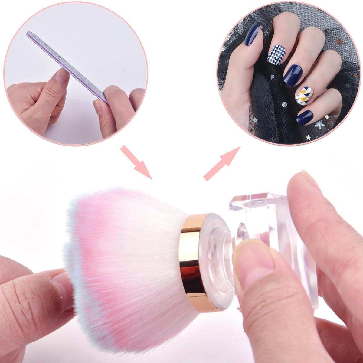MAYCREATE Nail Dust Brush for Acrylic Nails featuring Fine Fiber Bristles and Acrylic Handle