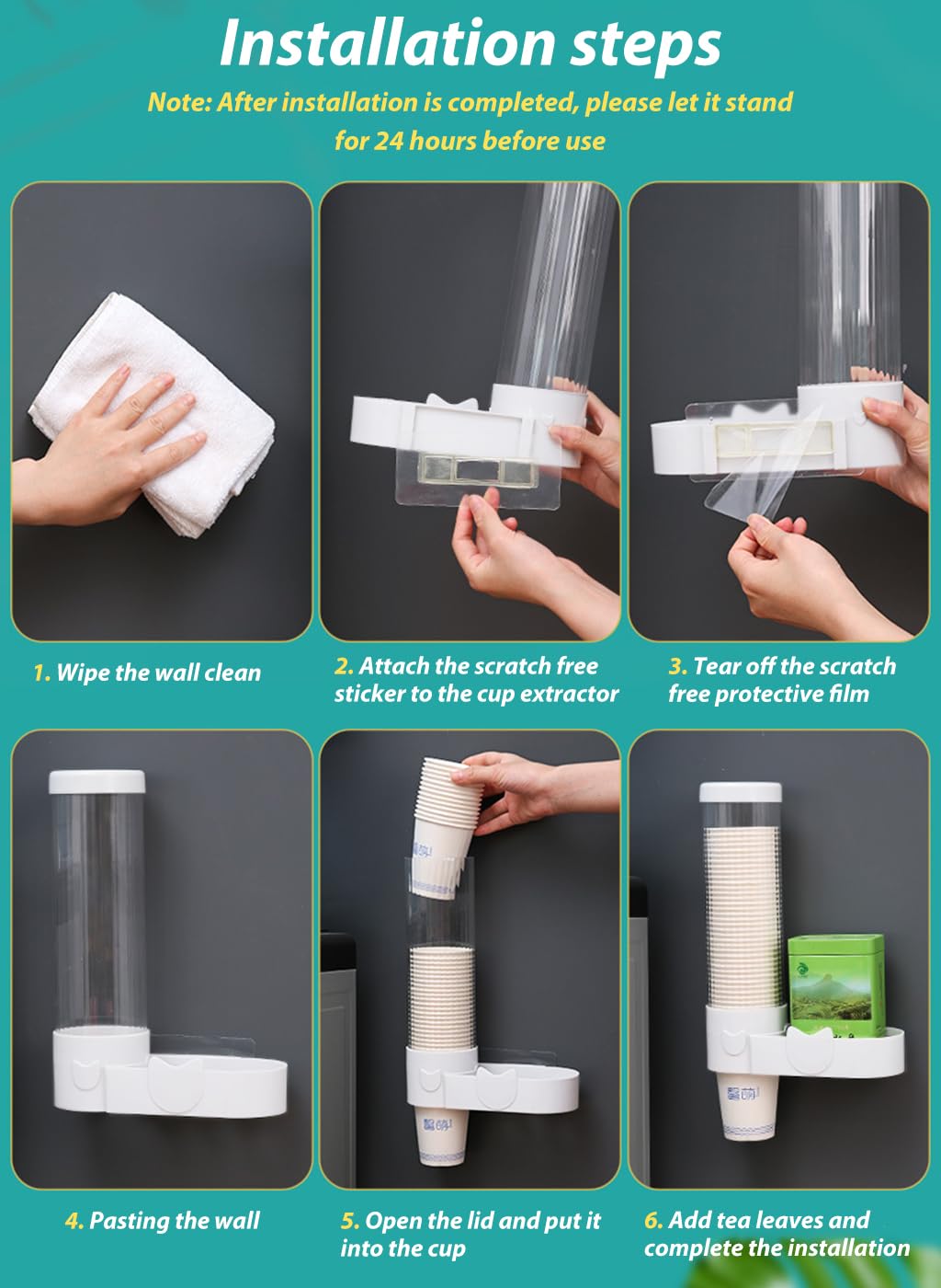 Supvox Wall Mounted Cup Dispenser for Home and Office with Iron Clip Mechanism and Storage Shelf