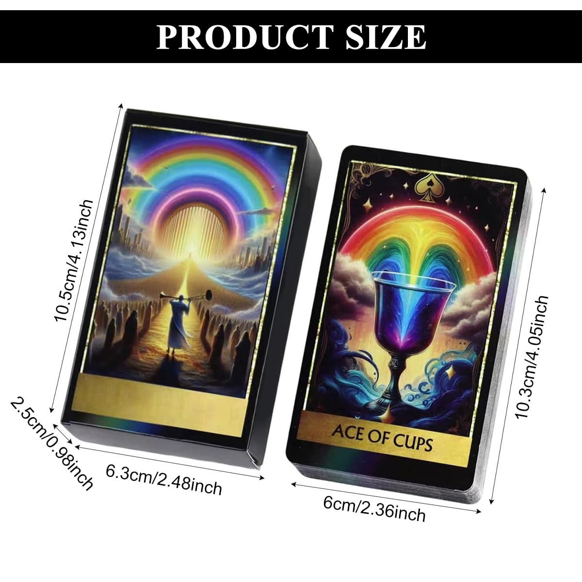 PATPAT Rainbow Tarot Cards for Beginners with 78 Pcs Deck Featuring Vibrant Art | Intuitive Readings and Group Play
