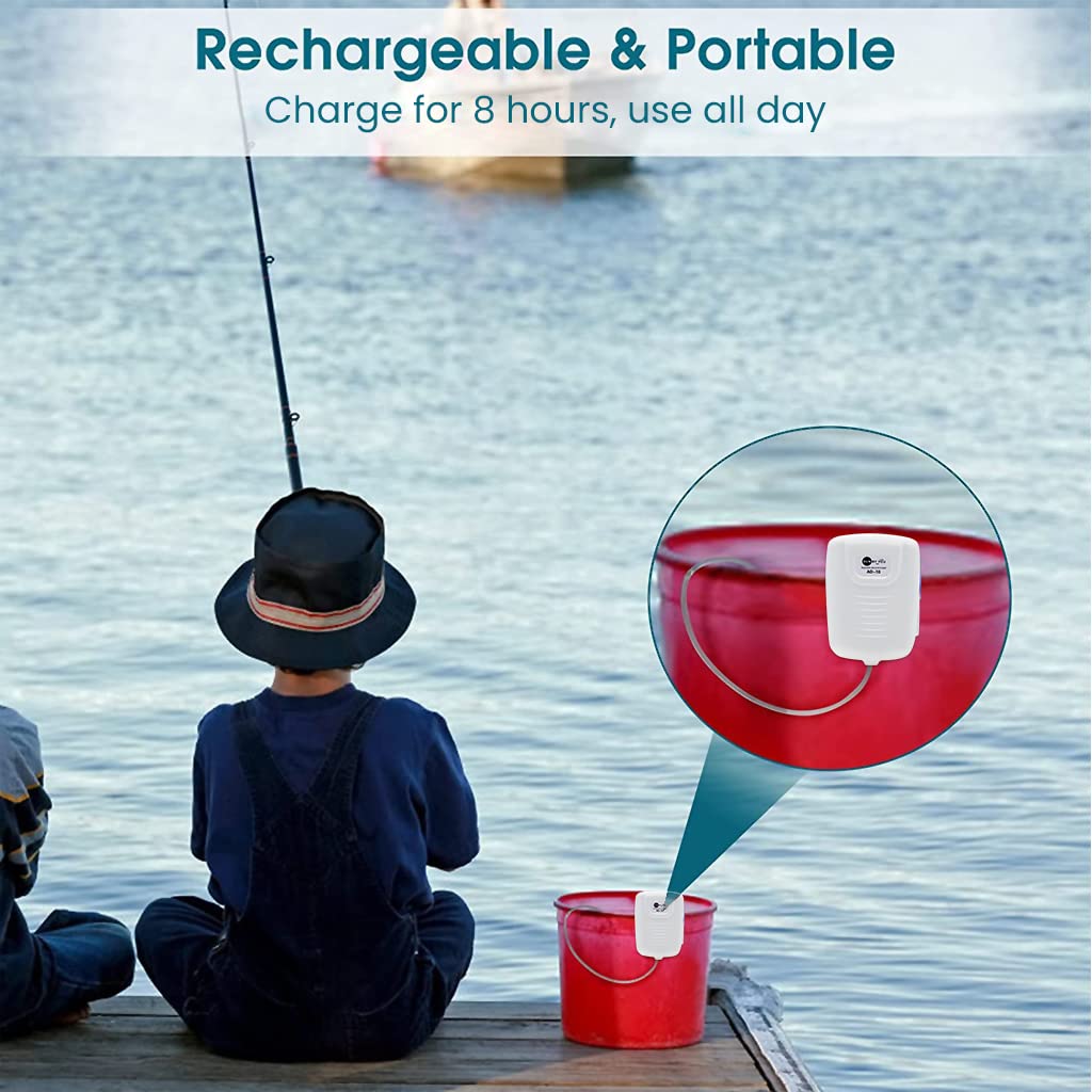 HASTHIP Fish Tank Air Pump for Small Aquarium featuring Silent Design and 1.2L/min Flow | USB Powered Oxygen Aerator