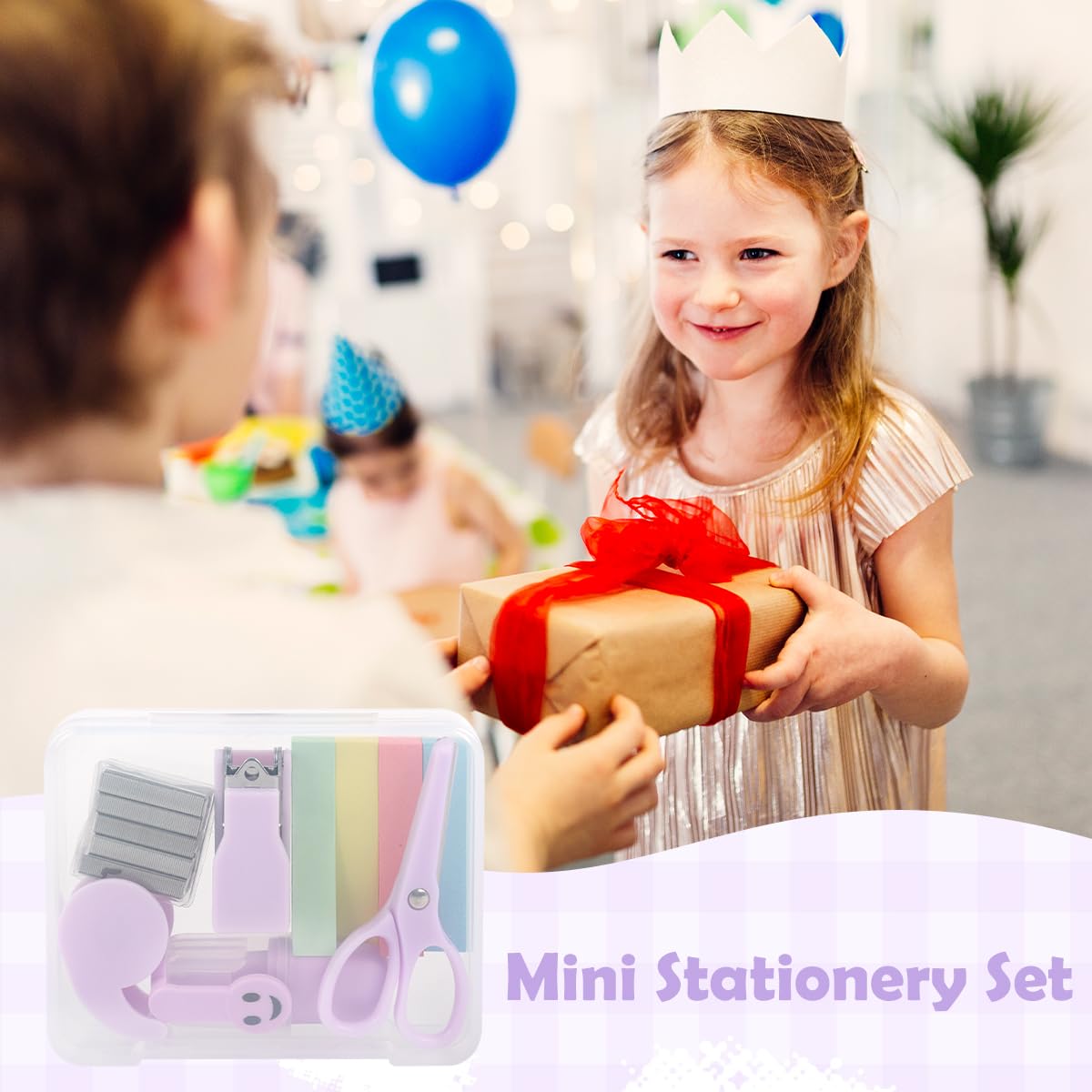 OFIFO Stationery Items Set for School and Office with Mini Stapler and 6pcs Supplies | Compact Portable Desk Kit