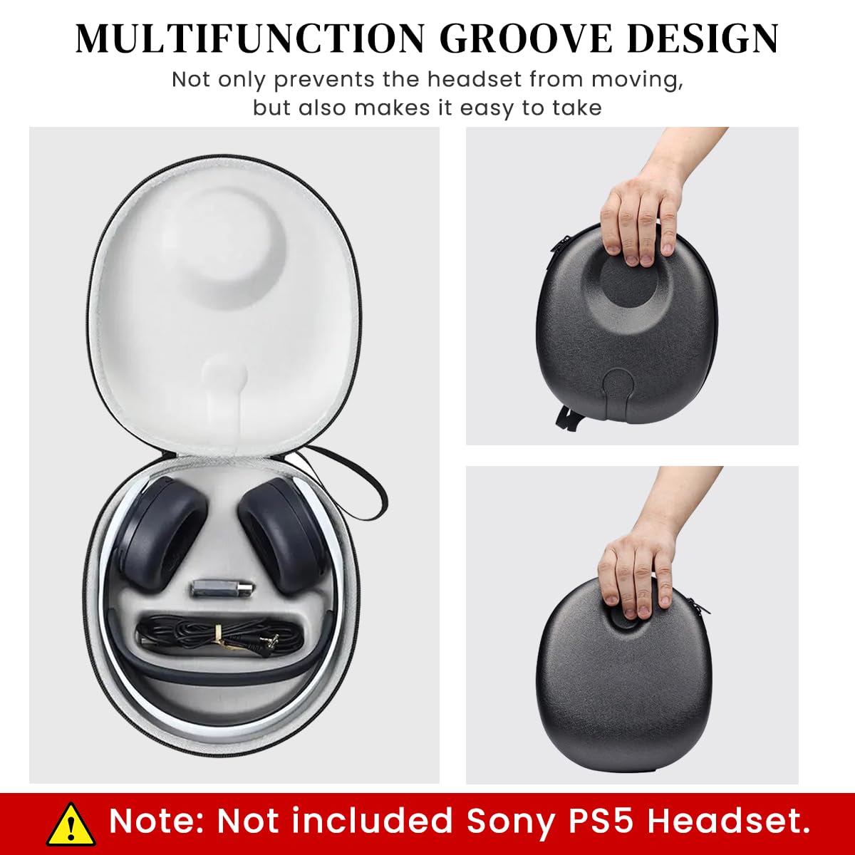 Verilux Carrying Case for Sony PS5 Headset with Hard EVA Shell and Cable Slot | Water‑Resistant Travel Storage