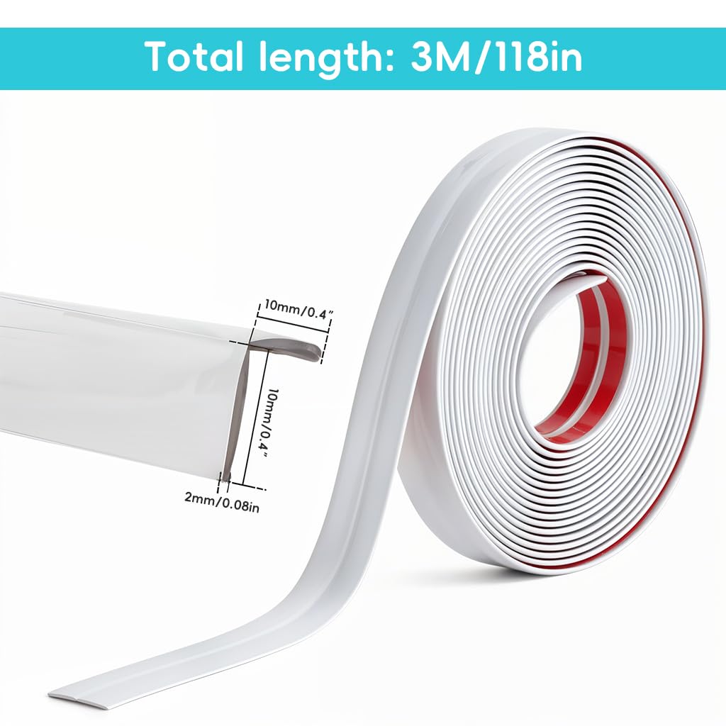 HASTHIP Wall Molding Trim for Corner Protection featuring Self-Adhesive PVC 9.84ft | Waterproof White Finish
