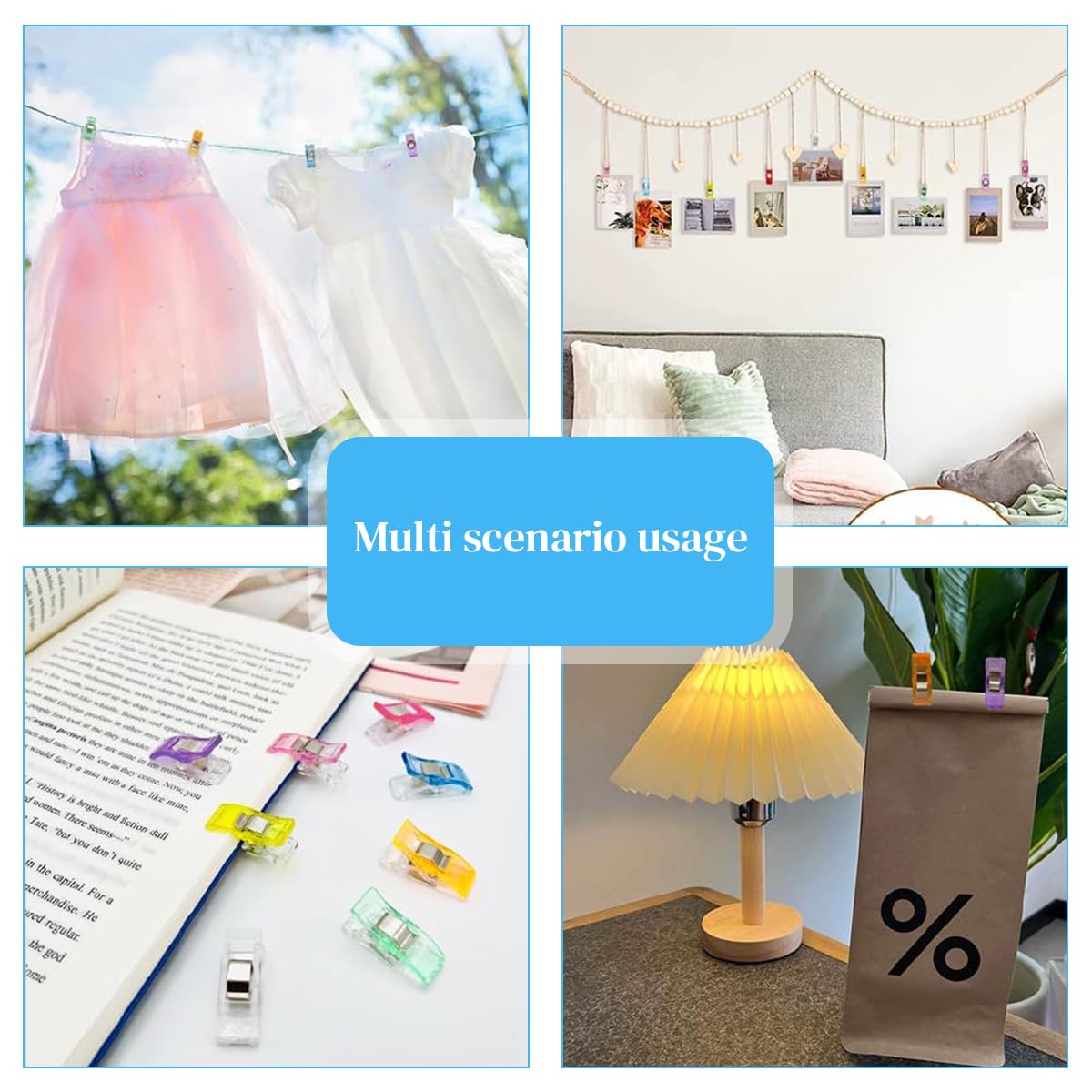 HASTHIP Sewing Clips for Fabric and Quilting 50 Pcs featuring Flat Base Spring Clip Design