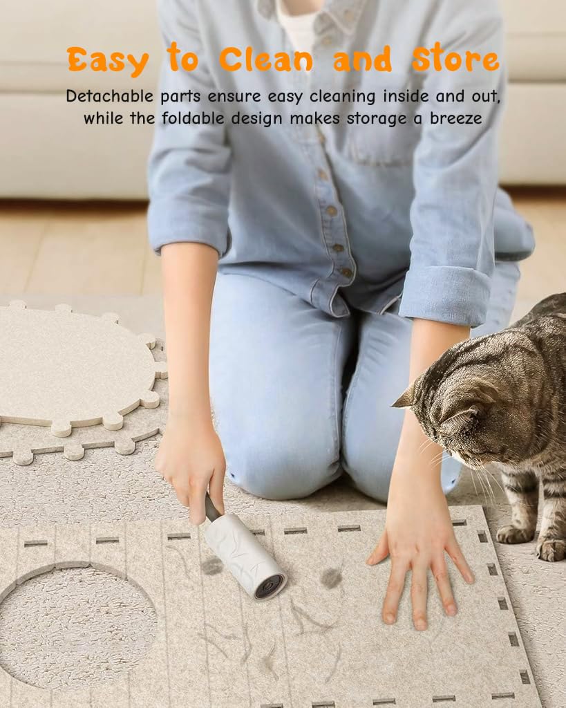 Qpets Cat House for Indoor Cats featuring Three‑Piece DIY Assembly and Oval Open Design 58x33x30cm