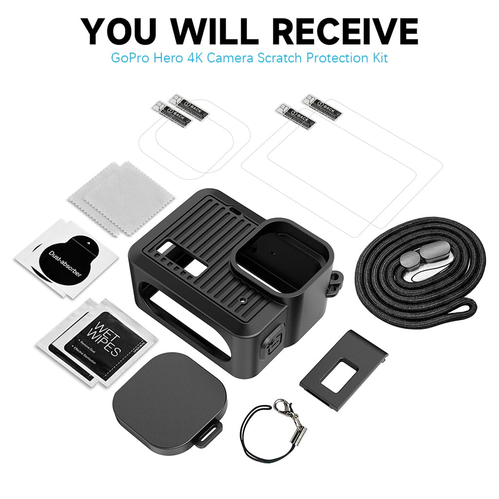ZORBES GoPro Hero 4K Accessories Kit with Silicone Case and 2PCS HD Tempered Glass | Full Protection