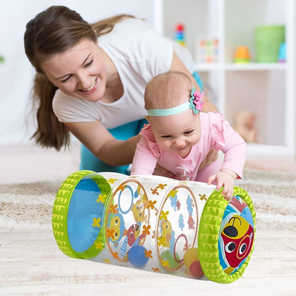 PATPAT Baby Crawling Toy for Early Development with Inflatable Roller & Bouncing Balls | Safe PVA for 6+ Months