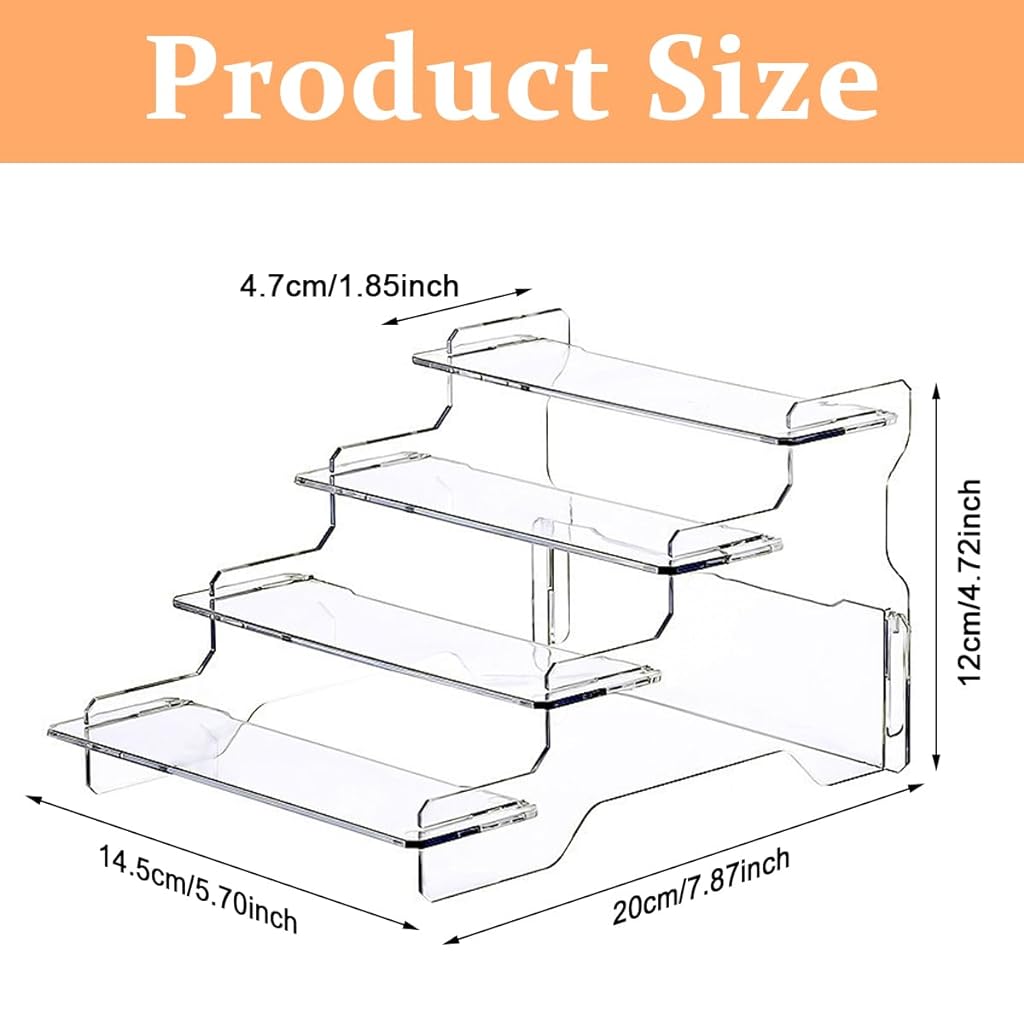 HASTHIP® Acrylic Display Rack for Figures Collection Garage Kits POP MART Blind Box Figures Desk Decoration Figures 4-Layer Transparent Acrylic Display Rack for Anime Figures Toy, Perfume, Model Toy