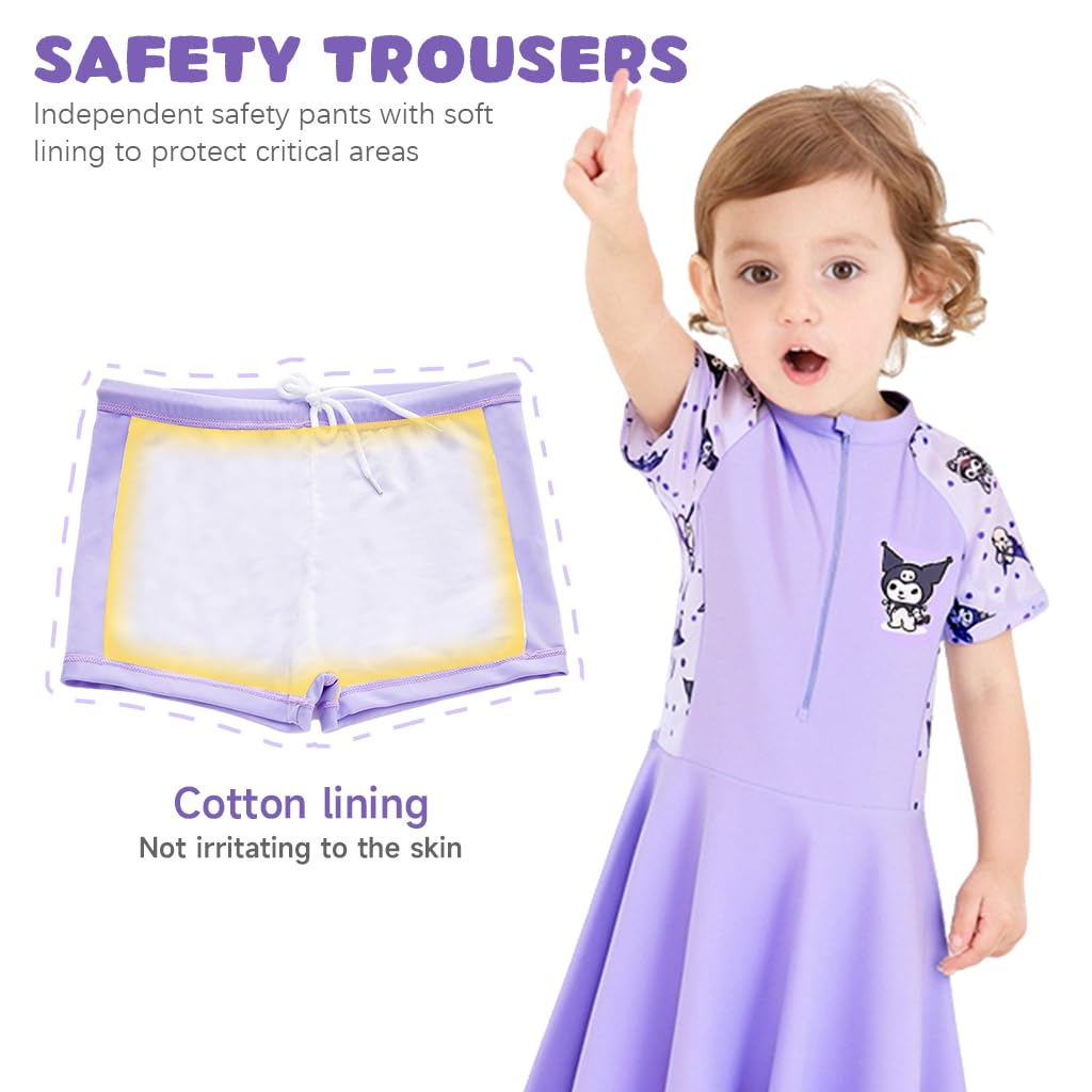 SNOWIE SOFT Kuromi Girls Swimsuit for Swimming and Beach | 120-130cm Quick-Dry UV Protection
