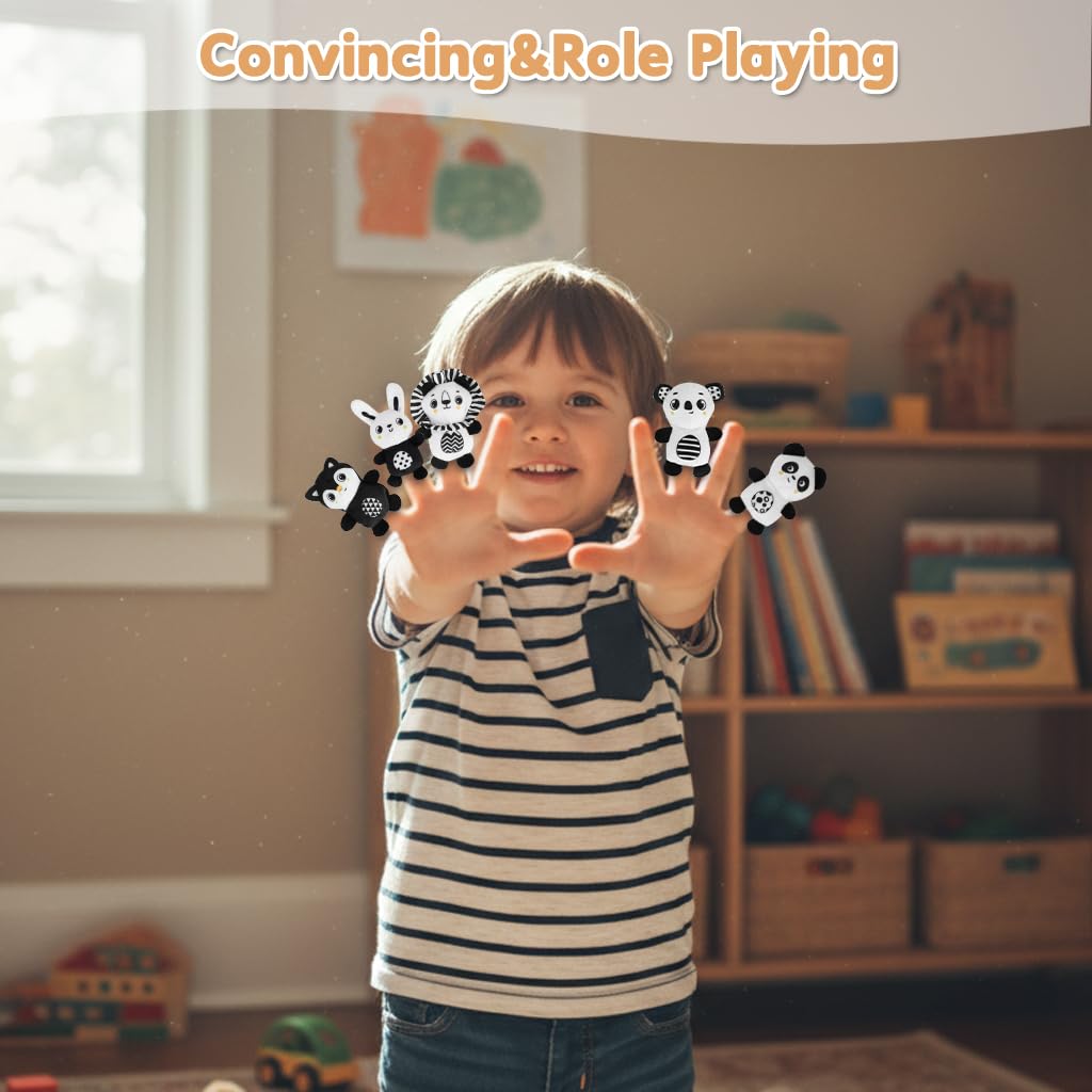 SNOWIE SOFT Baby Soft Cloth Book for Infants with 9 Animal Textures and Hand Puppets | Tactile Fabric Activity Toy