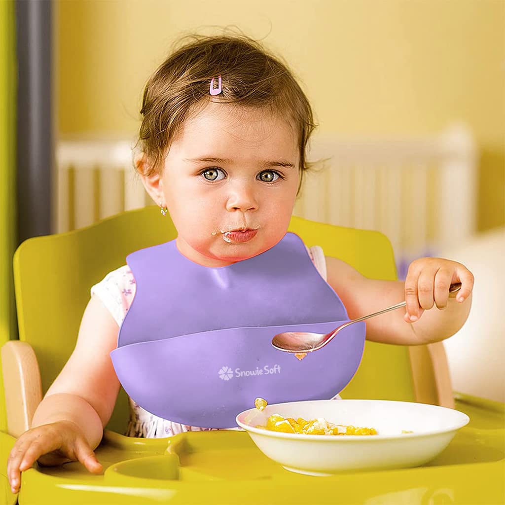 SNOWIE SOFT Baby Silicone Tableware Set for Feeding with Suction Bowl and Cat Claw Plate | BPA-Free Pink 5Pcs Kit