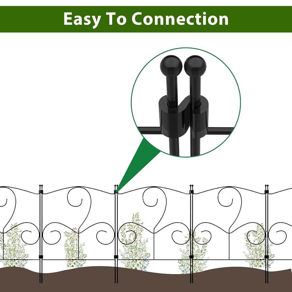 HASTHIP Metal Garden Fence for Outdoor Decoration with Connectable Design | Pack of 10 Pieces