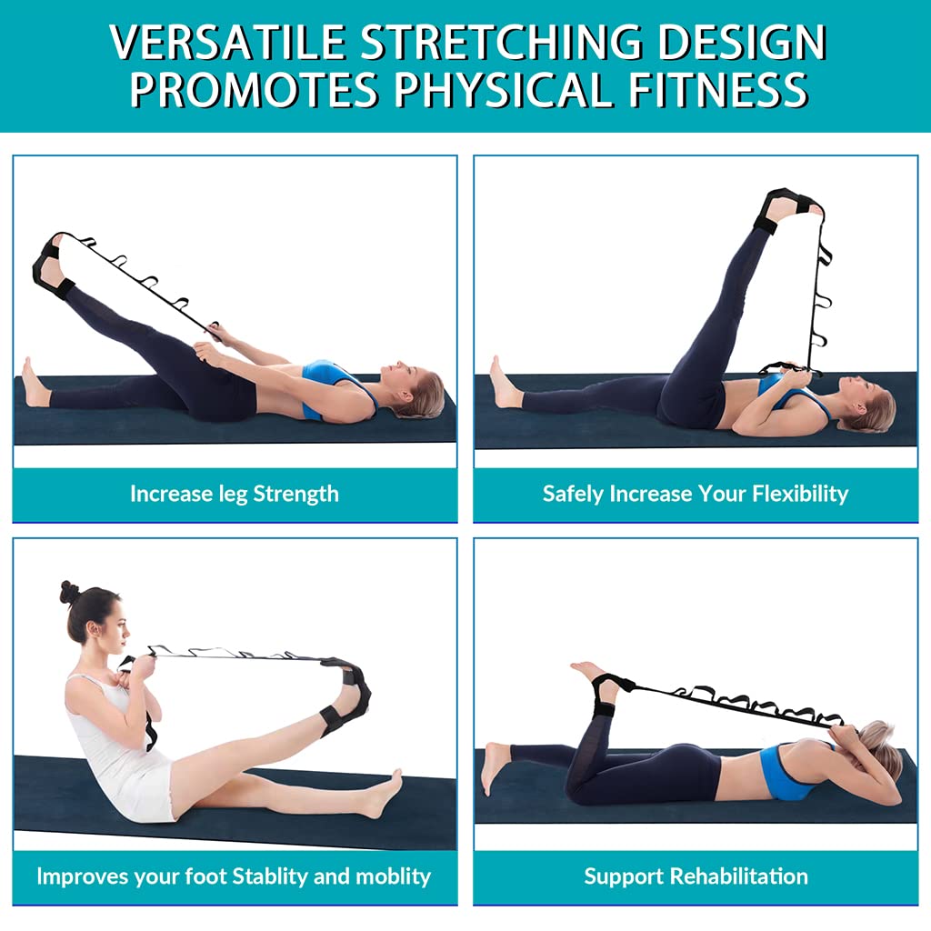 Proberos Yoga Belt for Stretching and Rehabilitation featuring 5 Loop Design | 2 PCS