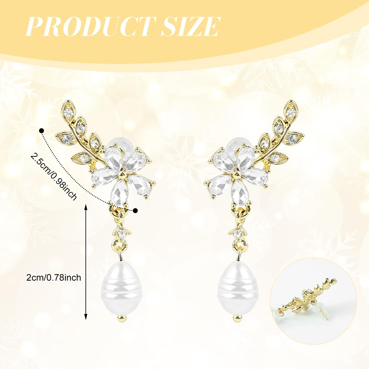 ZIBUYU Gold Pearl Flower Dangle Earrings for Women featuring Hypoallergenic Nickel-Free Alloy | Elegant Lightweight Jewelry for Weddings and Everyday Wear