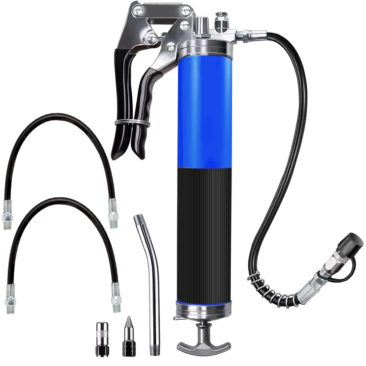 STHIRA Grease Gun Coupler Set with 20 in Flex Hose for 1/8 in NPT Fittings | 6 Jaw Quick Lock Design