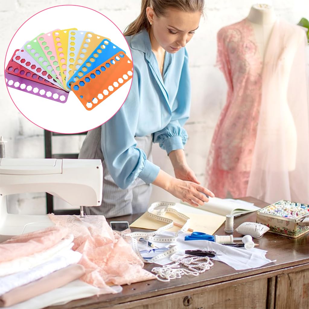 HASTHIP Embroidery Thread Cards for Cross Stitch with Dual Row 20 Slots | 10 Color Plastic Set