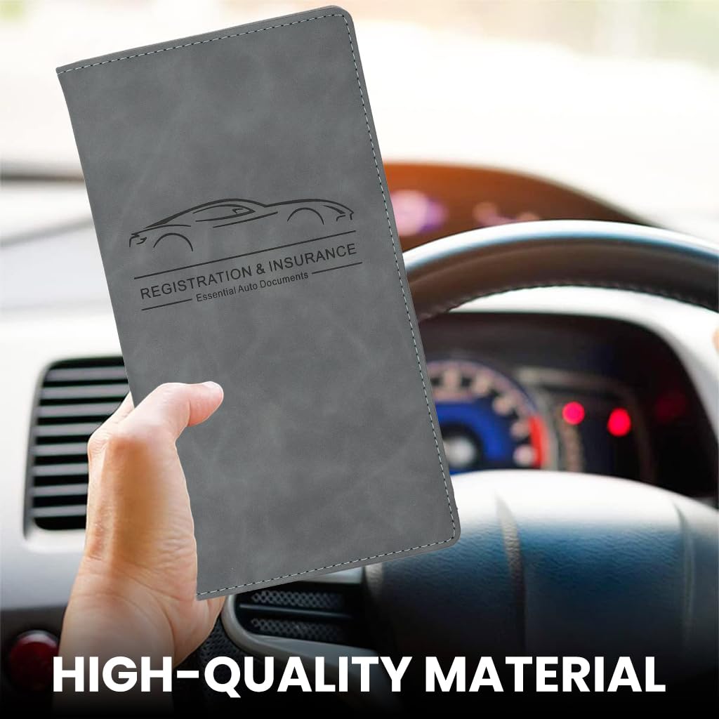 Zibuyu Car Registration and Insurance Holder with Magnetic Closure and 6 Pockets | PU Leather Coffee Organizer 24 x 12.9 x 1 cm