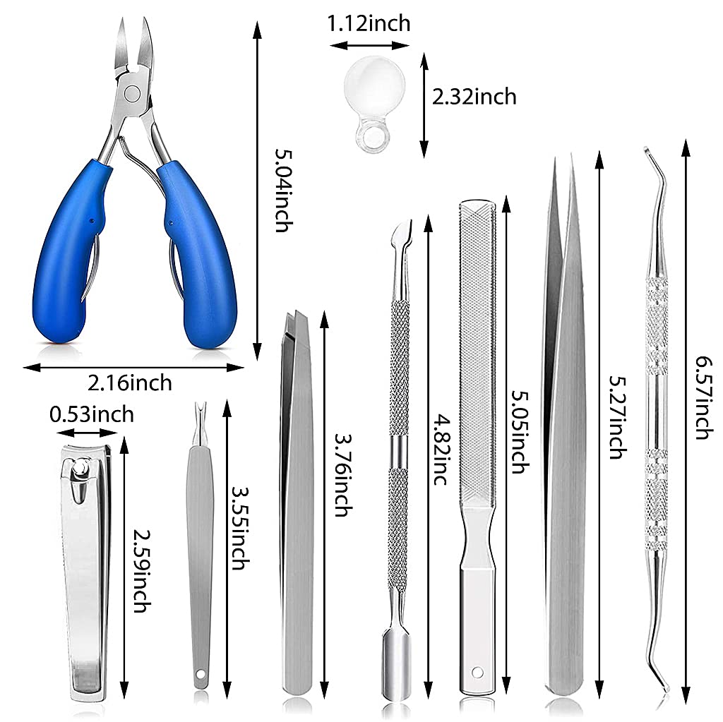 MAYCREATE® 10PCS Nail Cutter Toenail ToolPedicure Kit Professional Tools Toe Nail Clippers for Adult Fingernail Manicure Set,for Ingrown Toenail Treatment/Thick Nails/Normal Nails