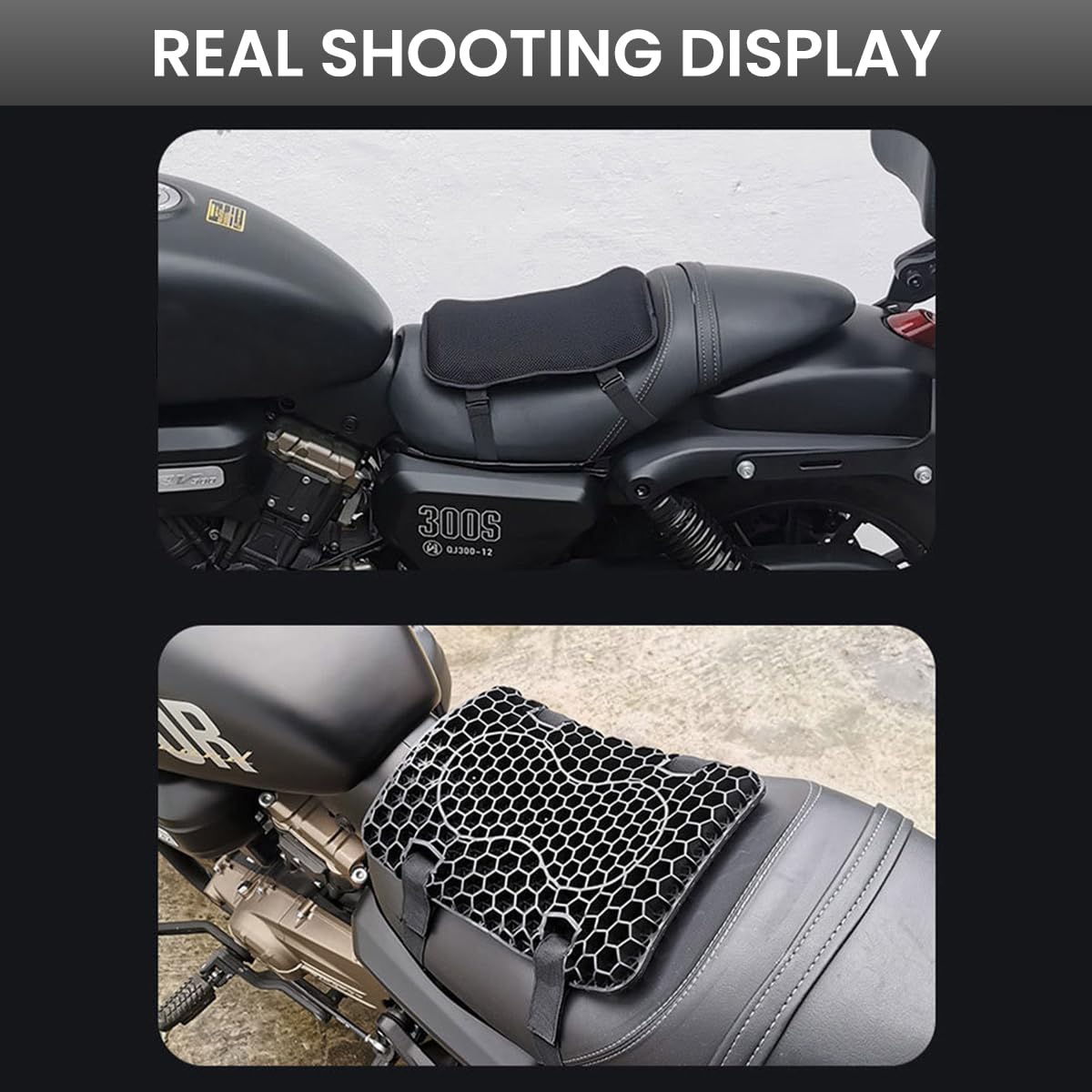STHIRA Motorcycle Gel Cushion for Long Rides with 3D Shock Absorption and Anti Slip Design | 2PCS