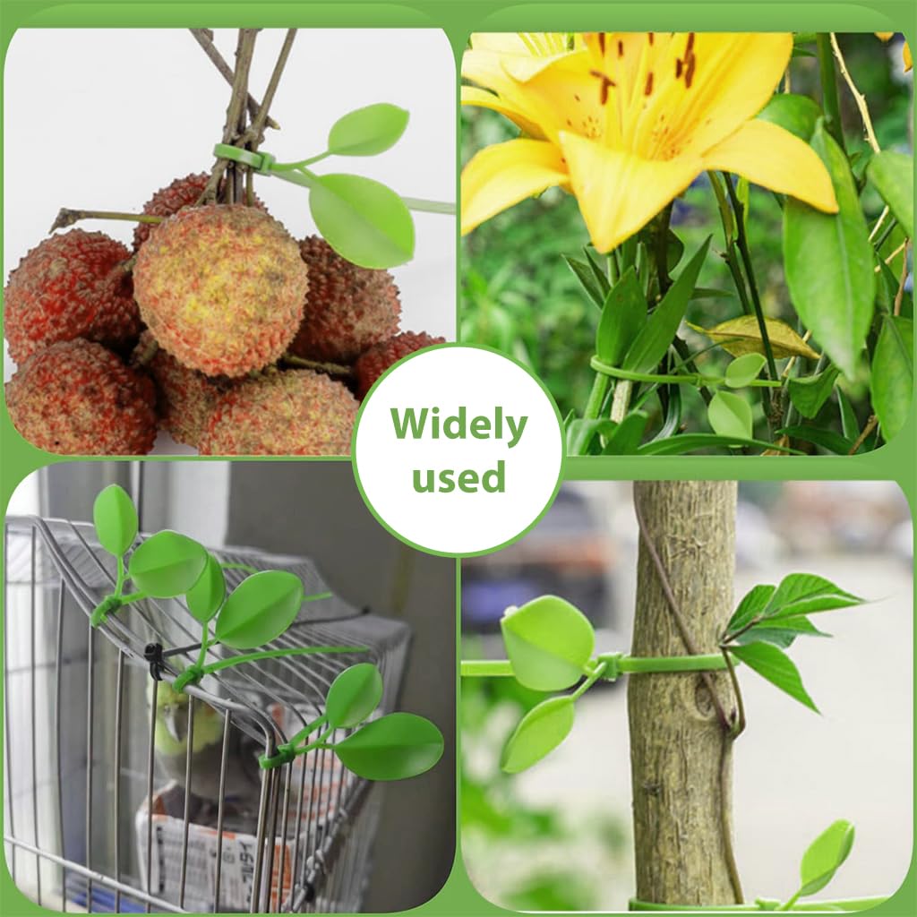 HASTHIP Plant Ties for Climbing Roses and Indoor Plants featuring 20pcs 20cm Nylon Clips with Leaf Charms