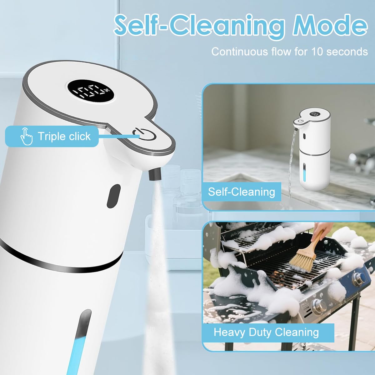 Supvox Automatic Soap Dispenser 380ml for Bathroom and Kitchen with 6 Modes USB Rechargeable Sensor | IPX5 Waterproof Touchless Foam Design
