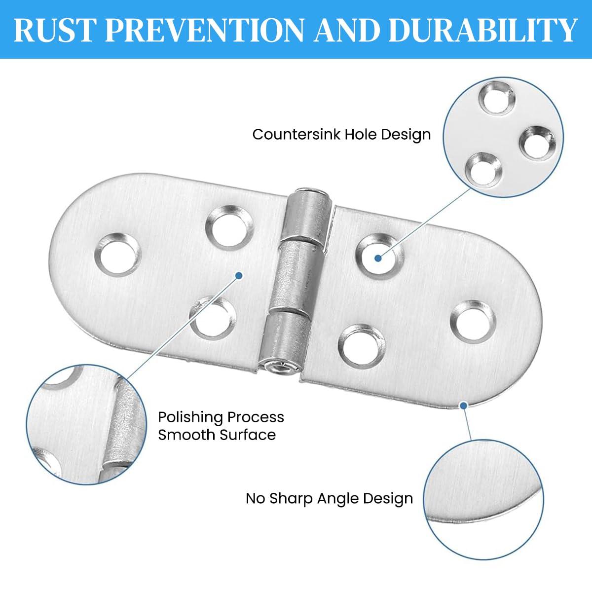 Serplex Metal Hinges for Folding Tables featuring 90 Degree Folding Mechanism and Brushed Zinc Alloy Finish