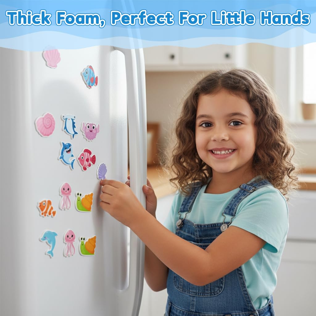 SNOWIE SOFT Cartoon Ocean Animal Fridge Magnets 48pcs for Refrigerator and Classroom Décor