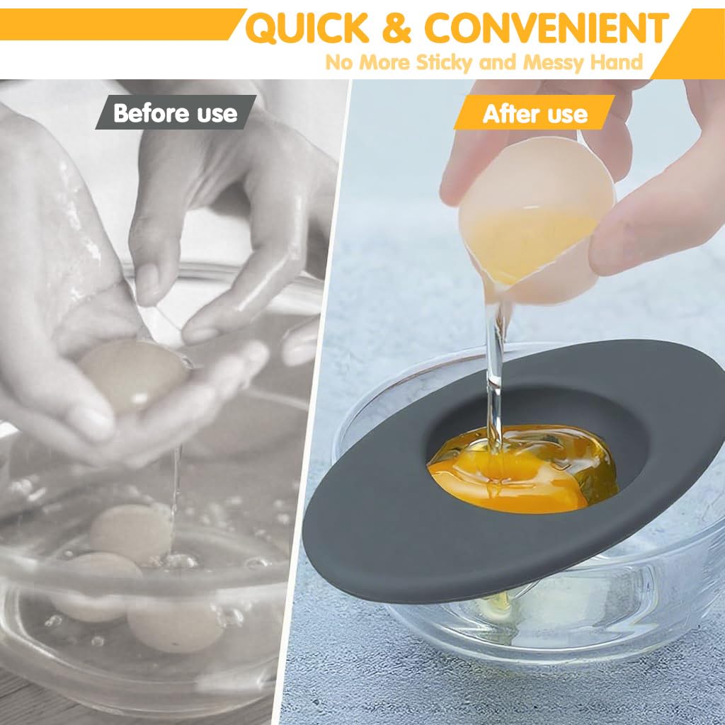 Supvox Silicone Egg Separators for Baking and Cooking with 5.4 in Bowl Fit | 2 Pack Reusable