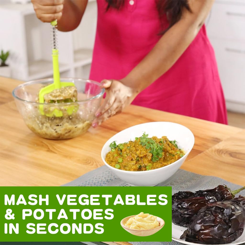 Supvox Potato Masher for Baby Food and Vegetables featuring Spring-Loaded Press | Ergonomic PP Handle and Stainless Tool