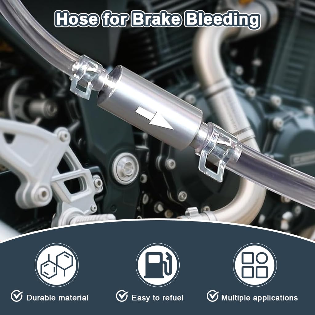 STHIRA Brake Bleeder Hose Kit with One Way Check Valve and Aluminum Fittings for Cars & Motorcycles