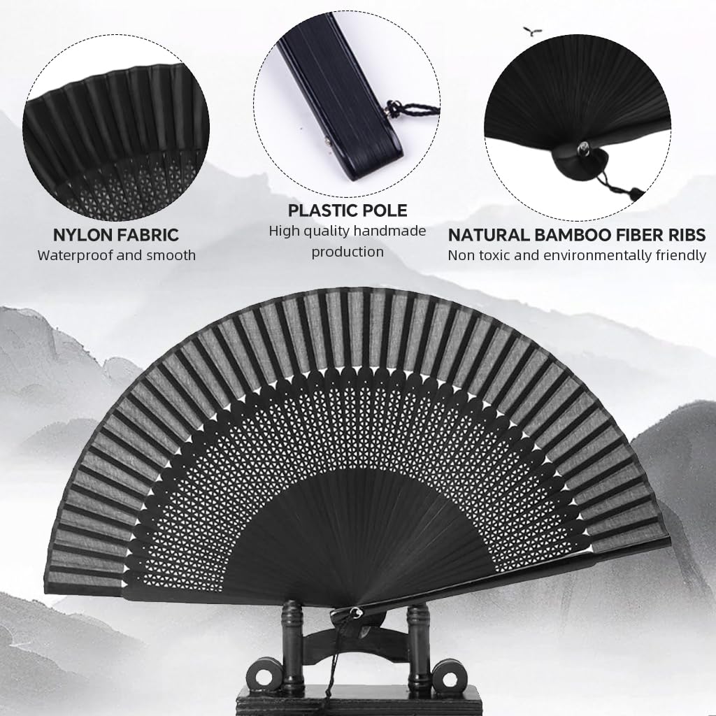 HASTHIP Hand Fan for Summer with Foldable Bamboo Frame and Silk Fabric | Elegant Gift for Women