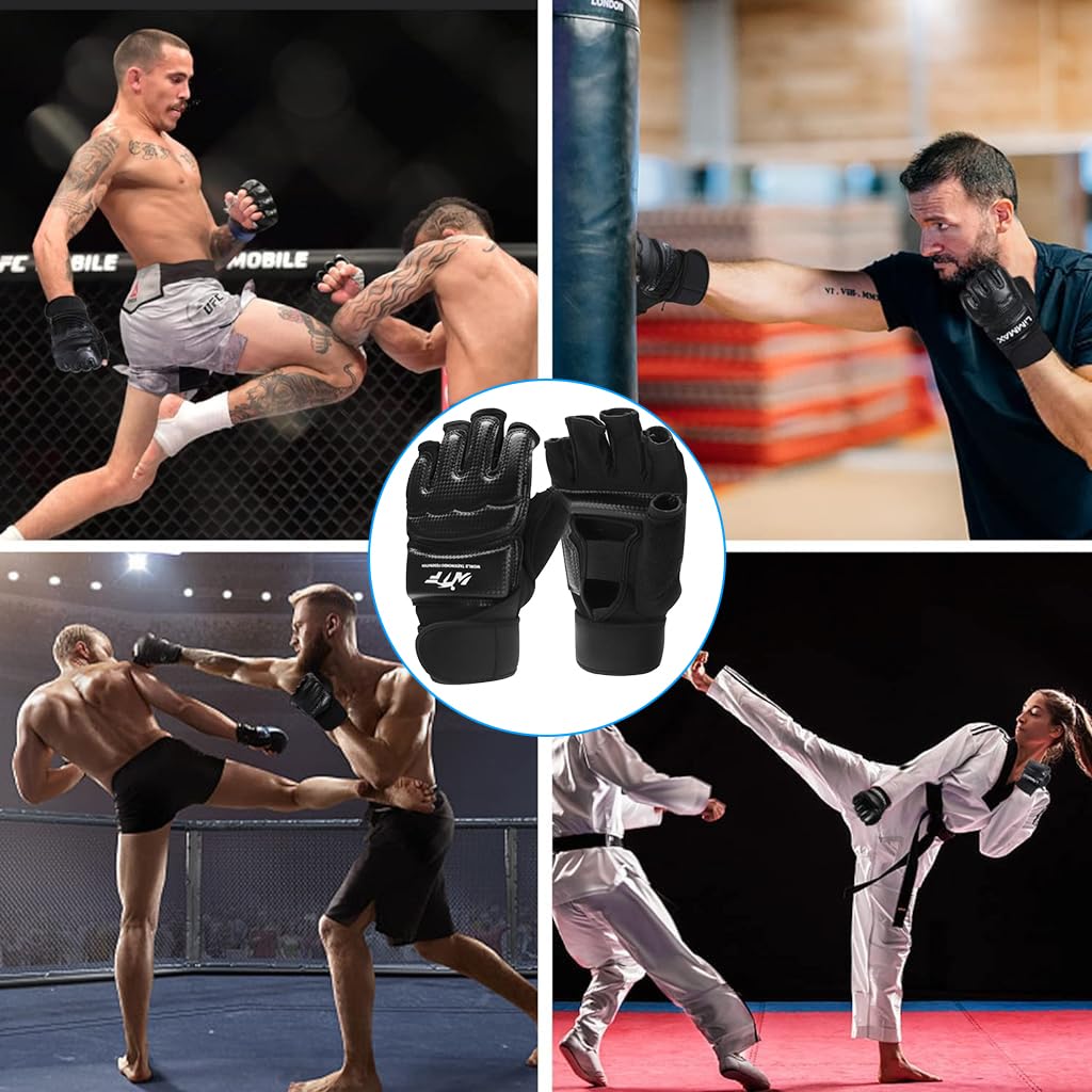 Optifit Boxing Gloves for Thai Training with Fingerless Open Palm and Wrist Support | Adjustable Closure for Martial Arts and Fitness