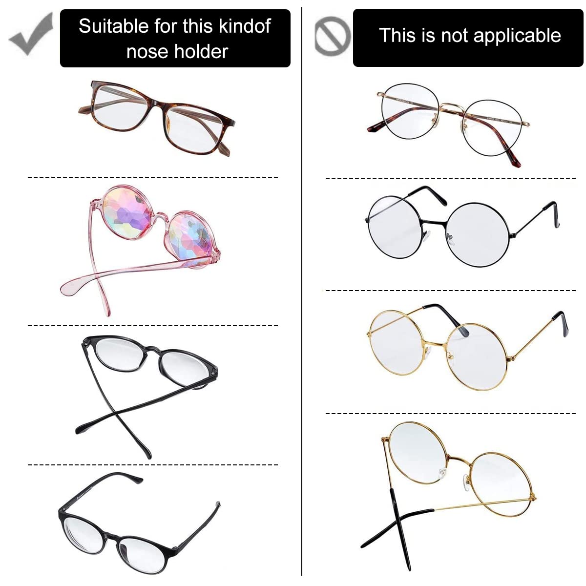 MAYCREATE Eyeglass Nose Pads for Plastic Frames with Hourglass Air Chamber Design | 12 Pairs White Silicone