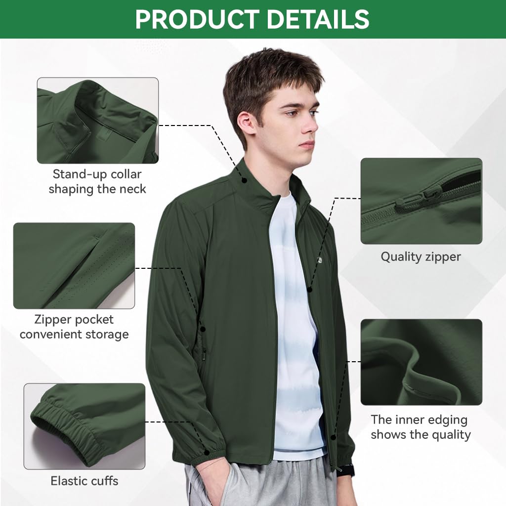 Venzina Men's UPF 50+ Outdoor Sun Hoodie for Hiking with Breathable Mesh and 4-Way Stretch | Quick-Dry Windbreaker Jacket