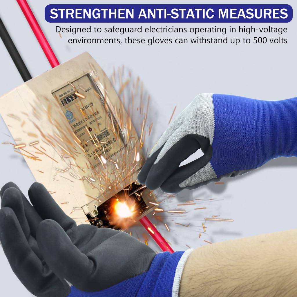 Serplex® Electrical Insulated Gloves with 500V High Voltage Resistance Electrician Safety Flame Retardant Work Insulation Rubber Non Slip Design 2 PCS